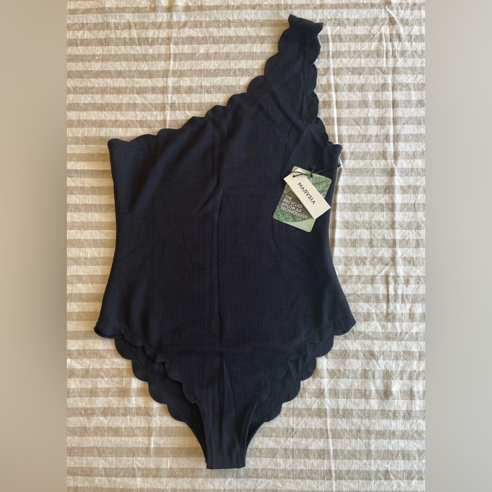NWT Marysia ‘Santa Barbara’ one shoulder swimsuit, black, X-Small